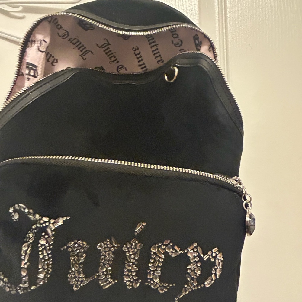 Juicy Couture Black Backpack with Rhinestone Logo